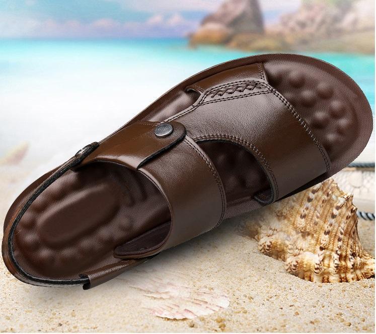 Sandalia de Couro confortavel idosos Belevita