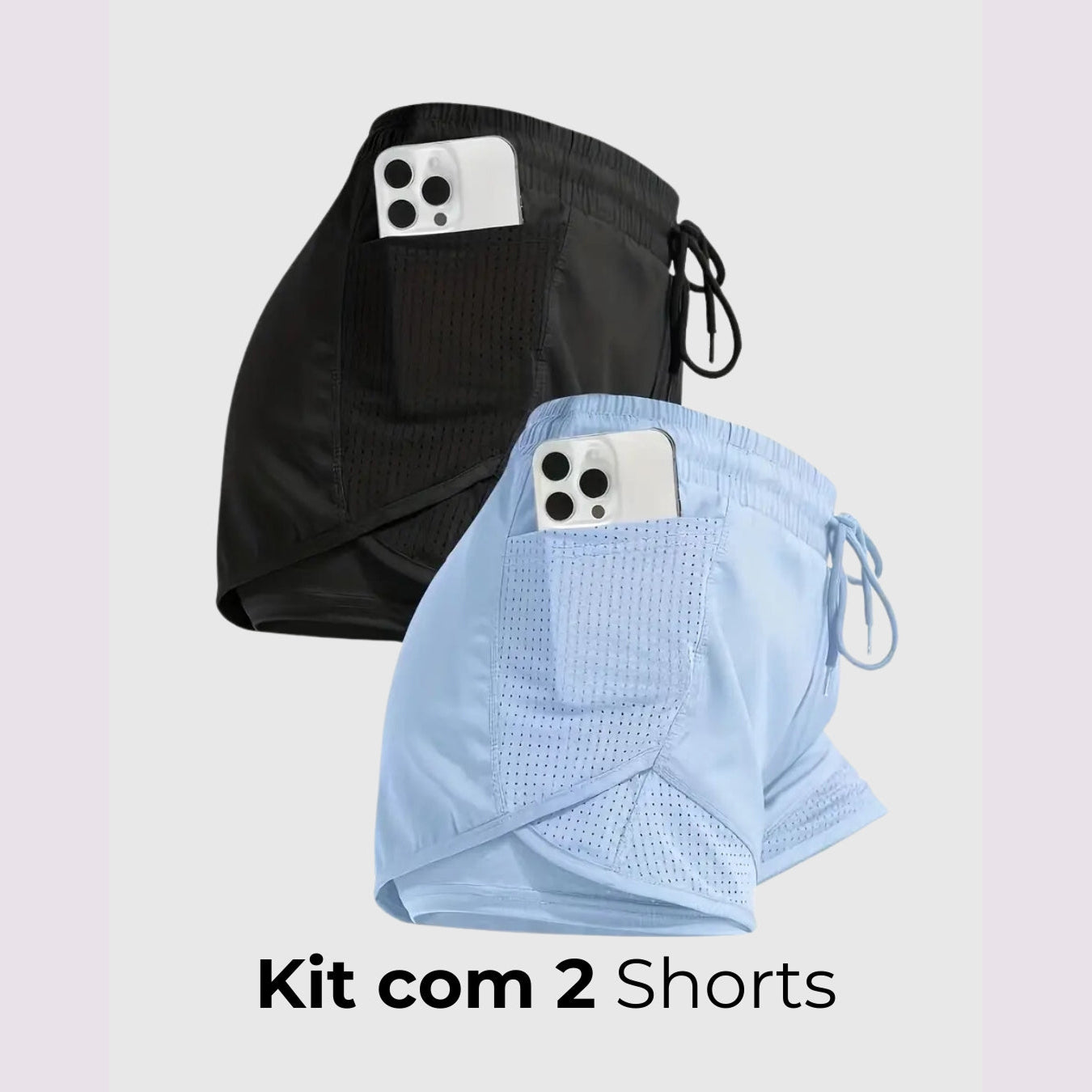 Short Esportivo  Performance UltraFit - Dupla face, Leve, Respirável e com Bolsos | Compre 1 LEVE 2