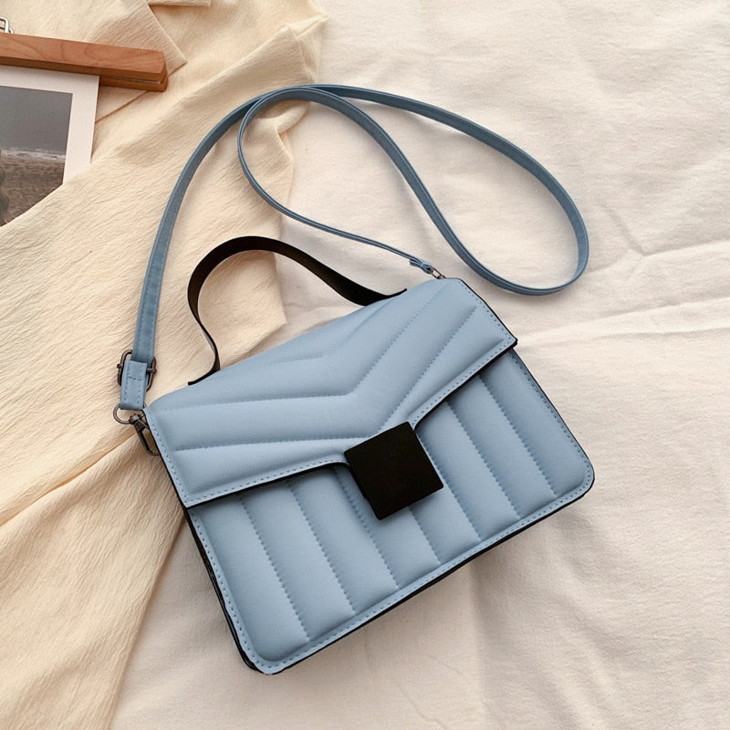 Bolsa Couro Feminina Azul Crossbody Belevita